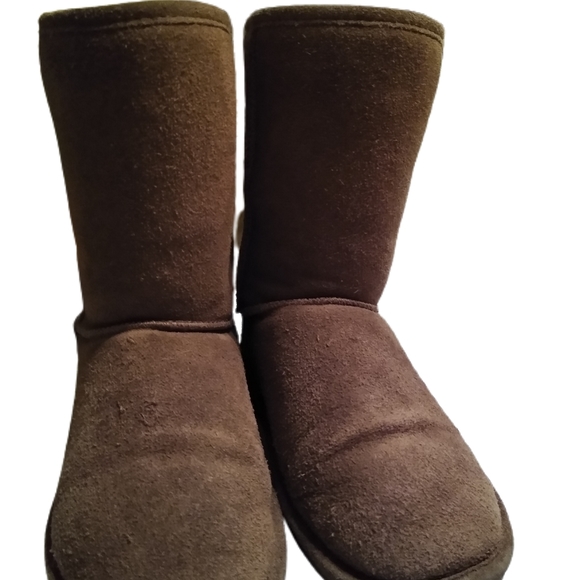 Bear Paws Boots Emma Short Suede Sheep Skin Wool Sz 6 Tan Comfortable EUC - Picture 2 of 6